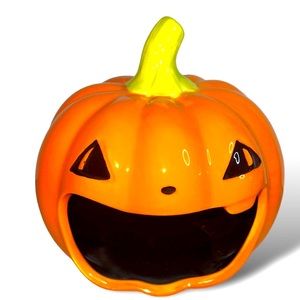 Halloween Wide Mouth Candy Dish Ceramic Trick Or Treat Pumpkin holiday decor